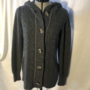 Dress Barn hooded button front sweater size S